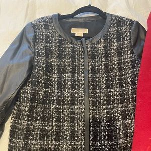 Michael kors leather sleeves with wool boucle